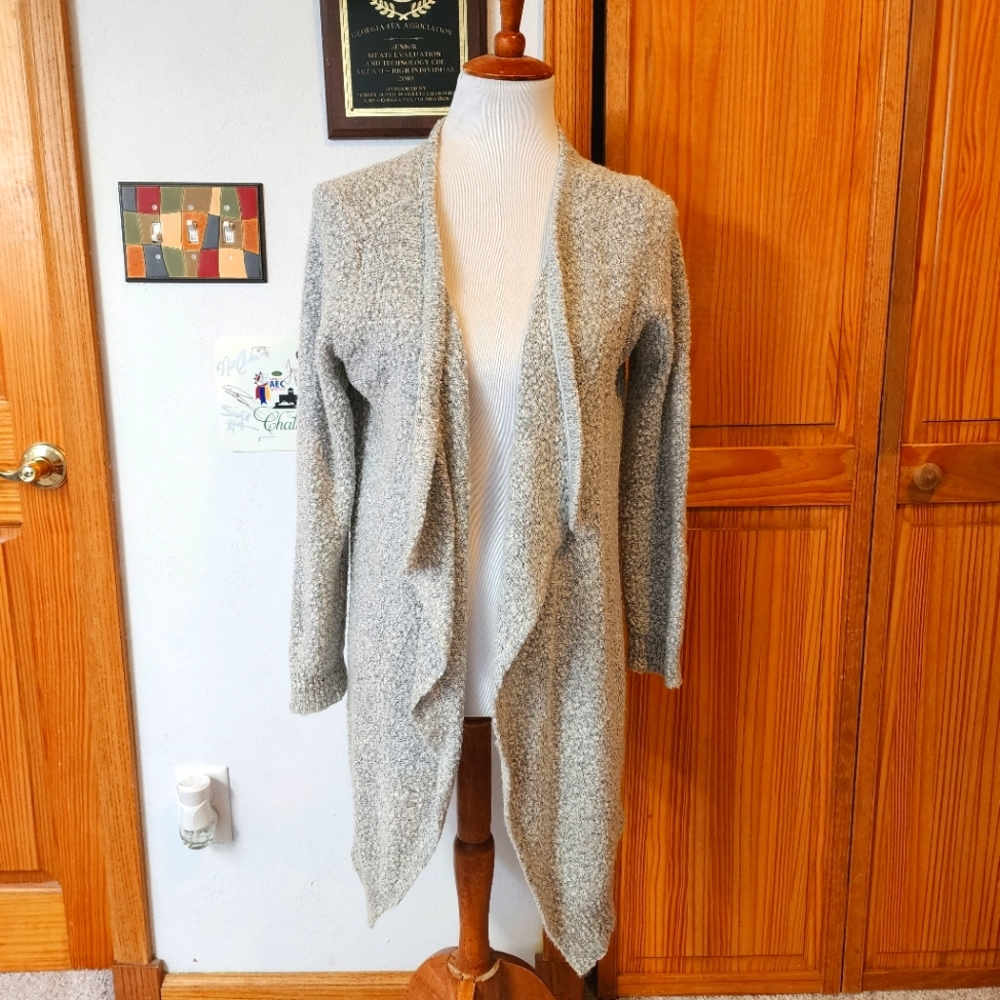 AB Studio Heather Gray Drape Front Cardigan Size Large